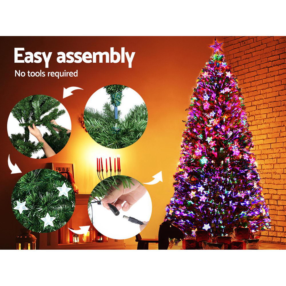 1.8M 6FT LED Christmas Tree Xmas Optic Fiber Multi Colour Lights - image7