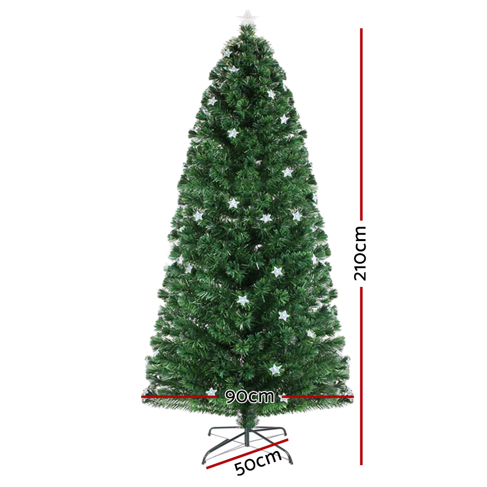 2.1M 7FT LED Christmas Tree Xmas Optic Fiber Multi Colour Lights - image2