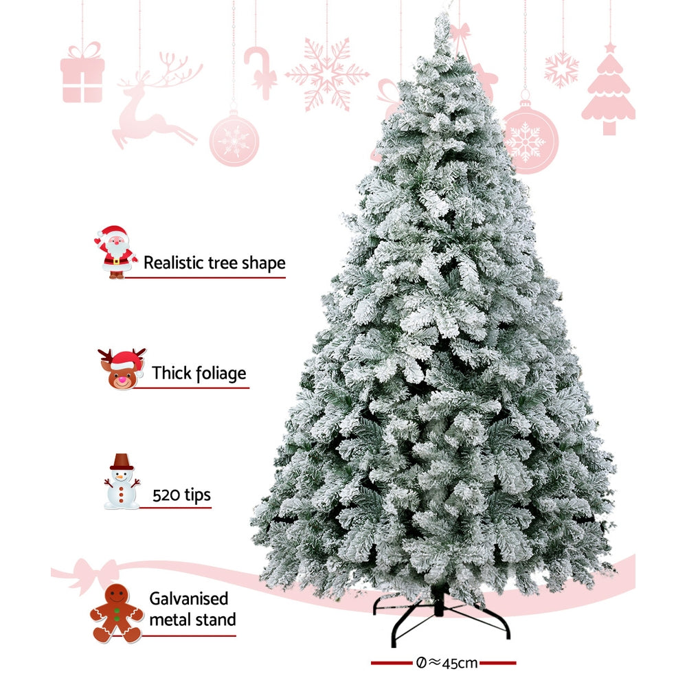 Snowy Christmas Tree 1.8M 6FT Xmas Decorations 520 Tips - image5