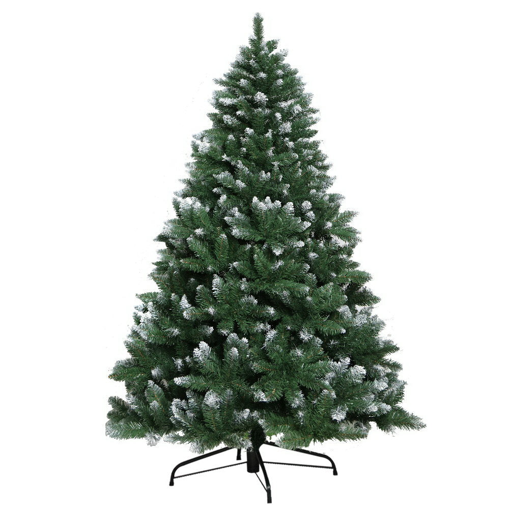 7FT Christmas Snow Tree - Green - image1