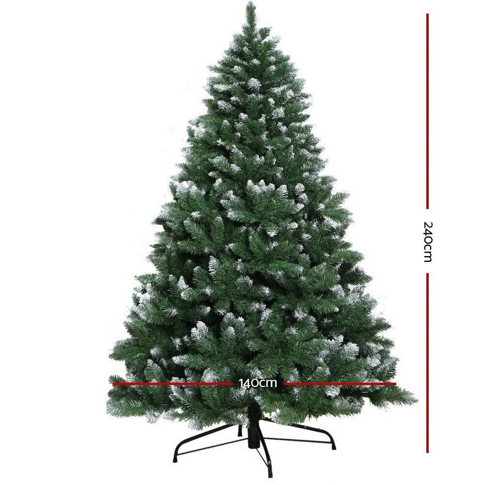 2.4M 8FT Christmas Tree Xmas Home Decoration 1400 Tips Snowy Green - image2