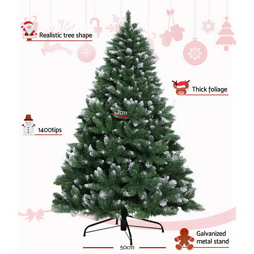 2.4M 8FT Christmas Tree Xmas Home Decoration 1400 Tips Snowy Green - image4