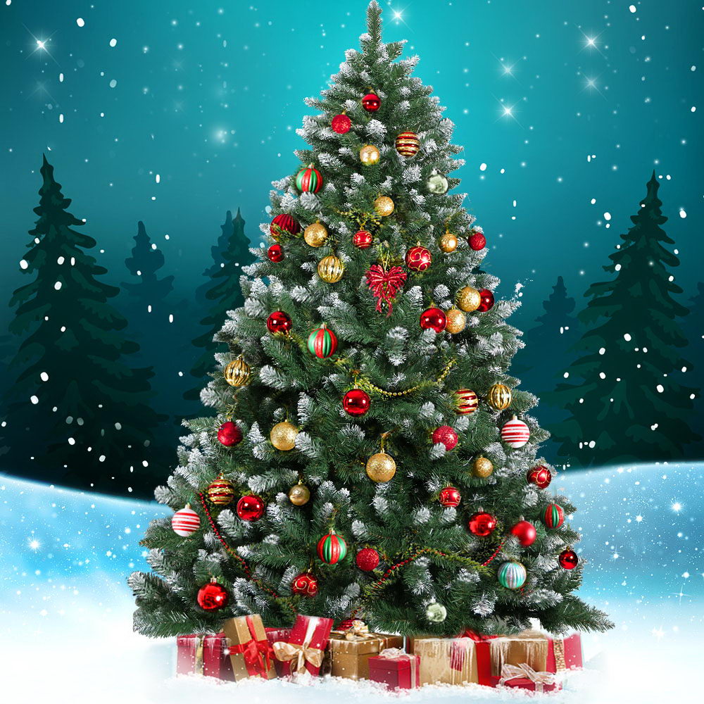 2.4M 8FT Christmas Tree Xmas Home Decoration 1400 Tips Snowy Green - image7