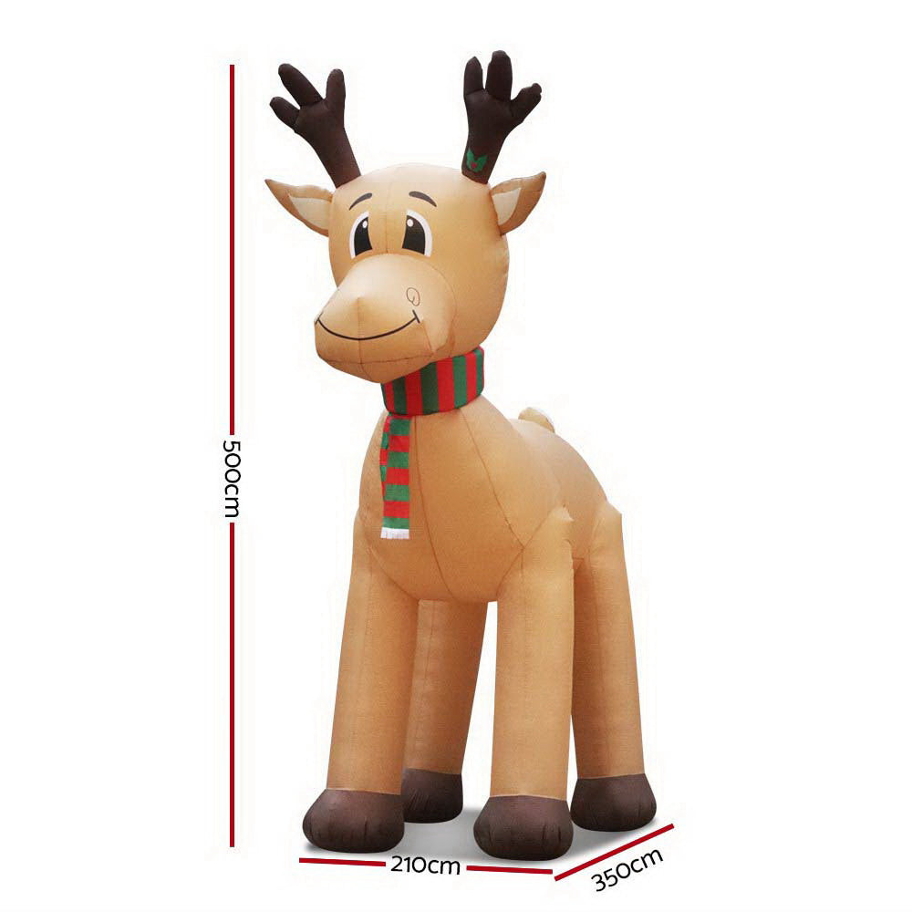 5M Christmas Inflatable Reindeer Giant Deer Air-Power Light Inside - image2