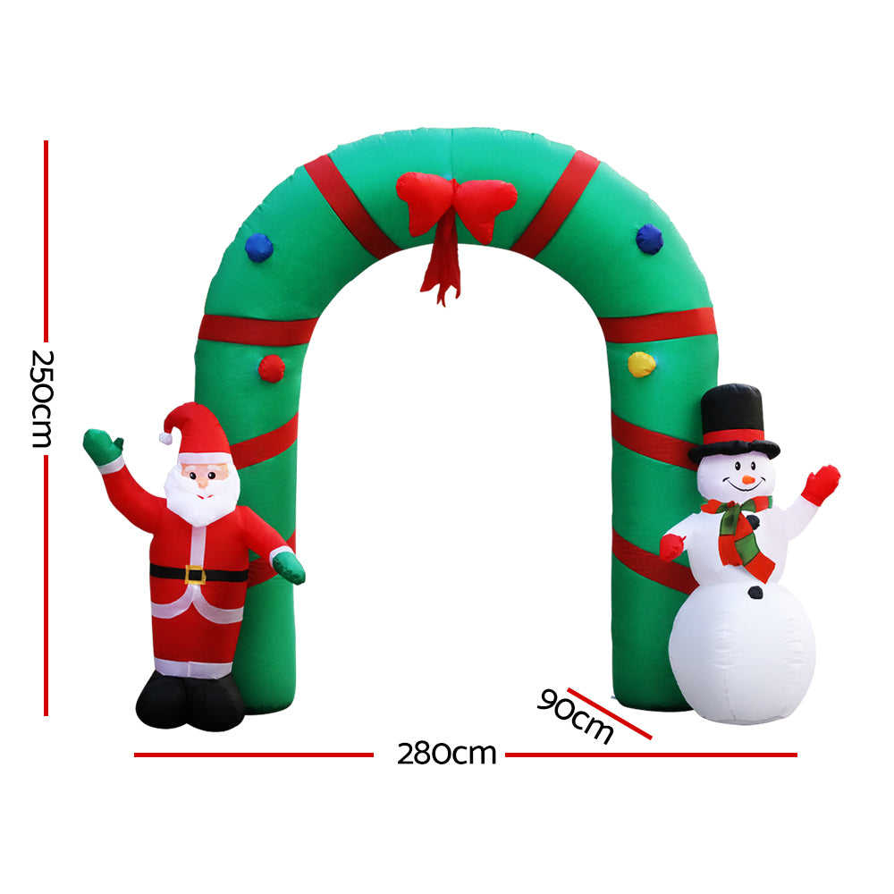 2.8M Christmas Inflatable Giant Arch Way Santa Snowman Light Decor - image2