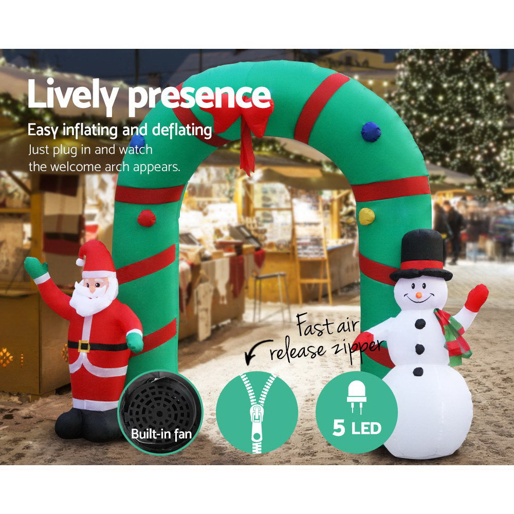 2.8M Christmas Inflatable Giant Arch Way Santa Snowman Light Decor - image4