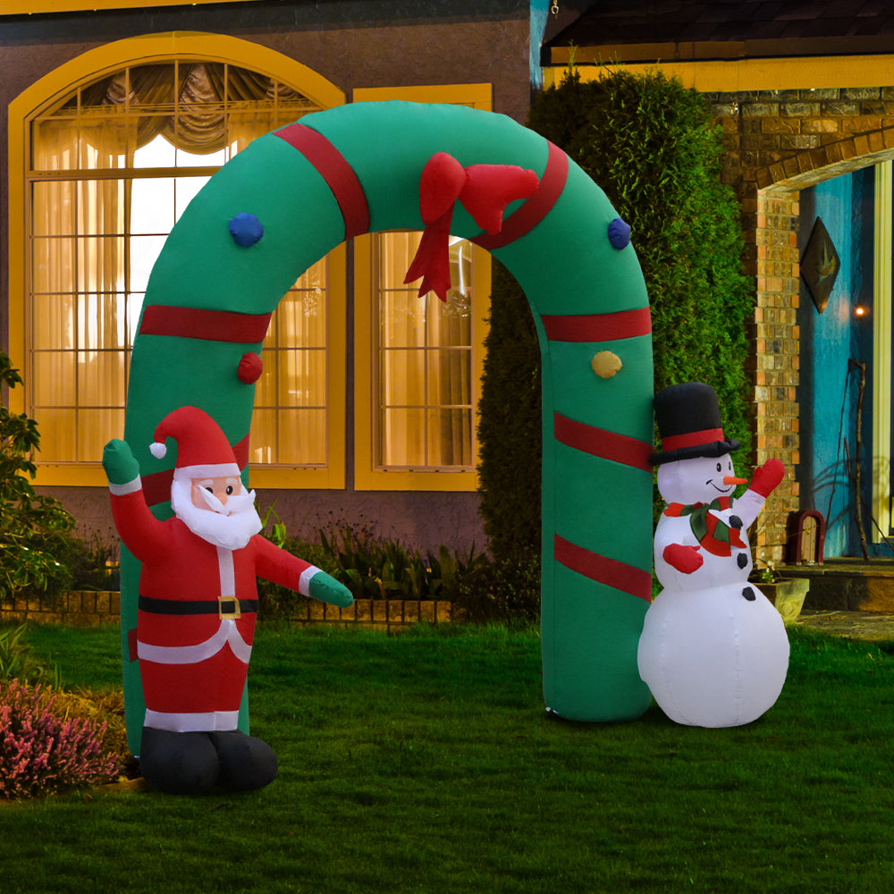 2.8M Christmas Inflatable Giant Arch Way Santa Snowman Light Decor - image8