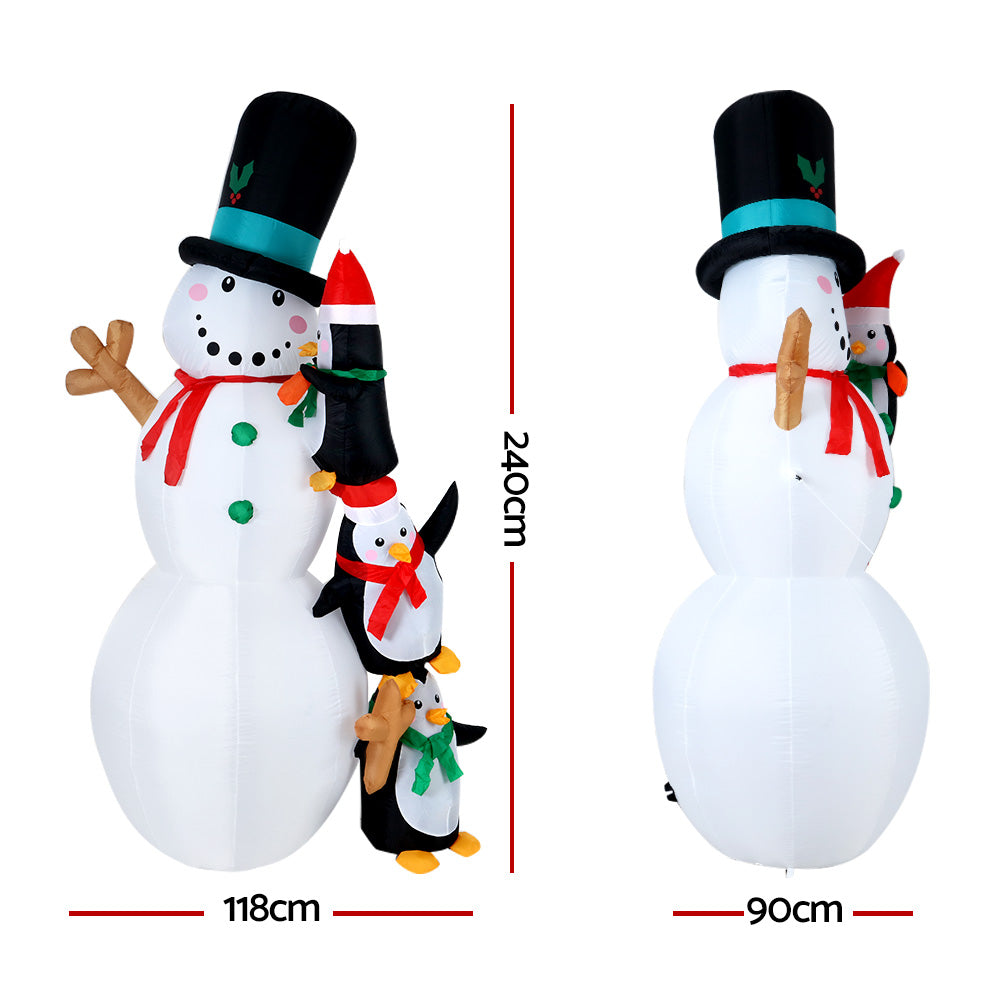 Jingle Jollys 2.4M Christmas Inflatable Snowman Xmas Lights Outdoor Decorations - image2