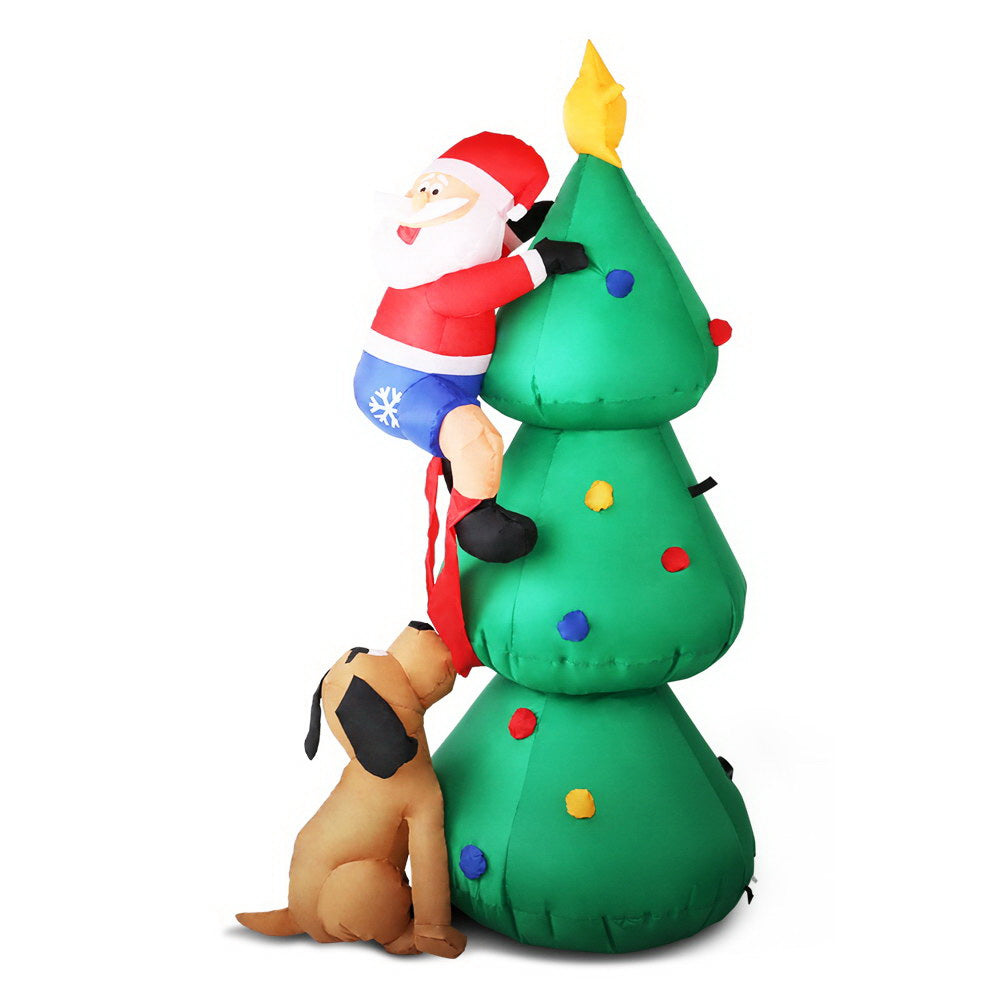 1.8M Christmas Inflatable Santa on Tree Lights Xmas Decor Airblown - image1