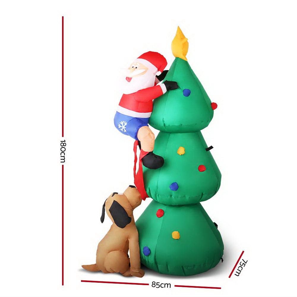 1.8M Christmas Inflatable Santa on Tree Lights Xmas Decor Airblown - image2