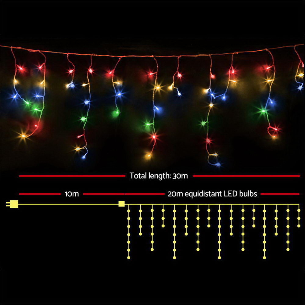 800 LED Christmas Icicle Lights Mutlicolour - image2