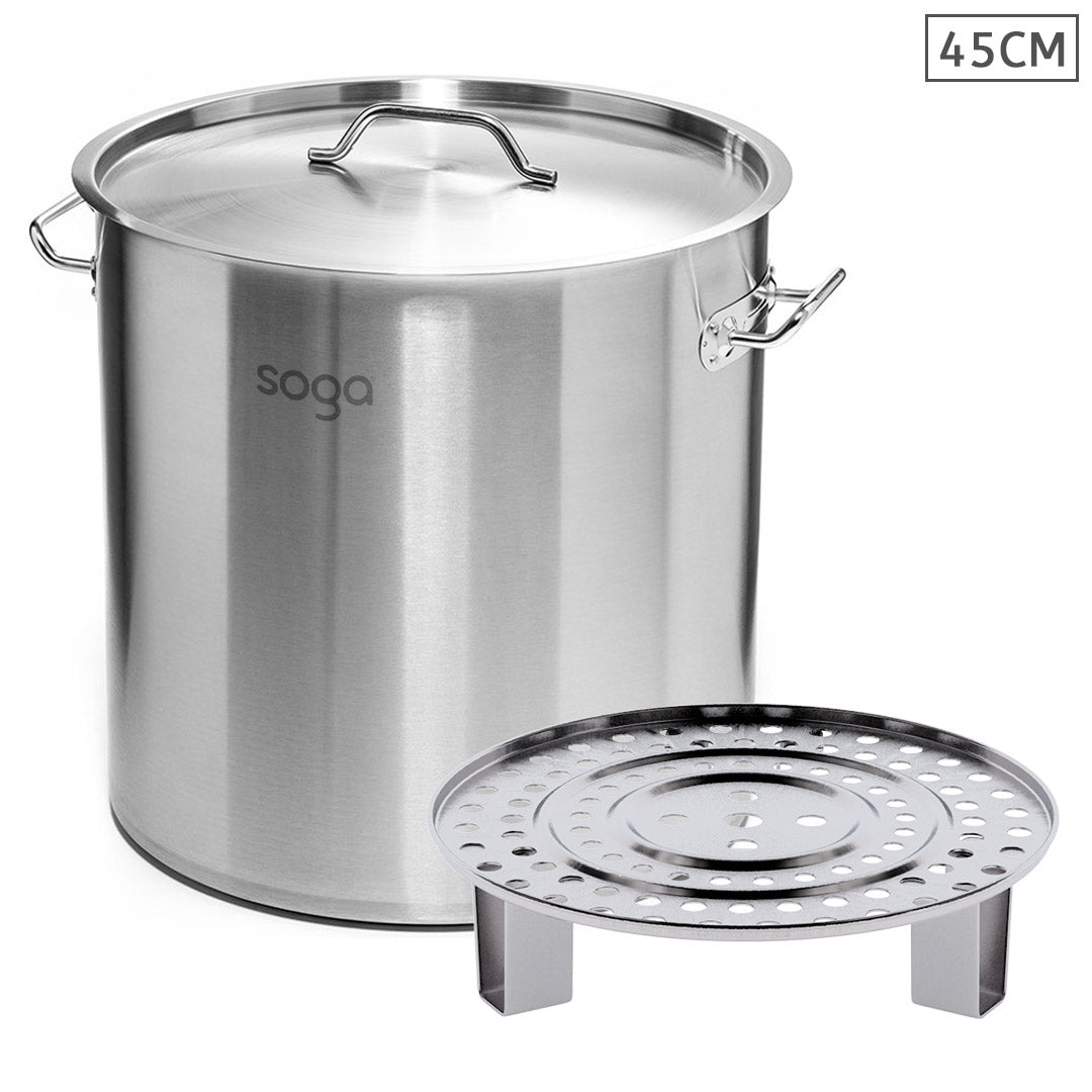 Premium 50L Stainless Steel Stock Pot with One Steamer Rack Insert Stockpot Tray - image12