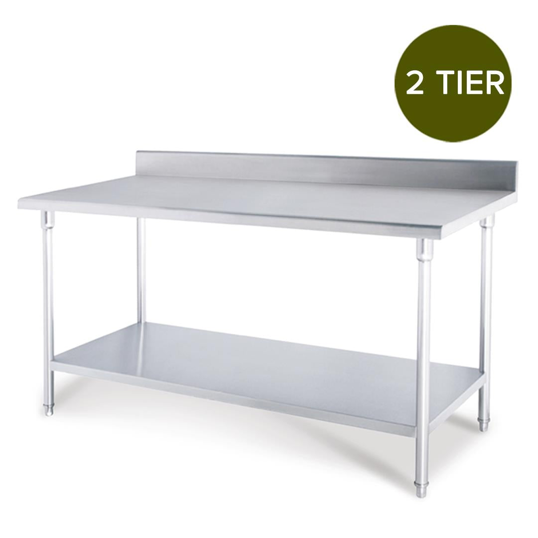 Premium Commercial Catering Kitchen Stainless Steel Prep Work Bench Table with Back-splash 150*70*85cm - image8