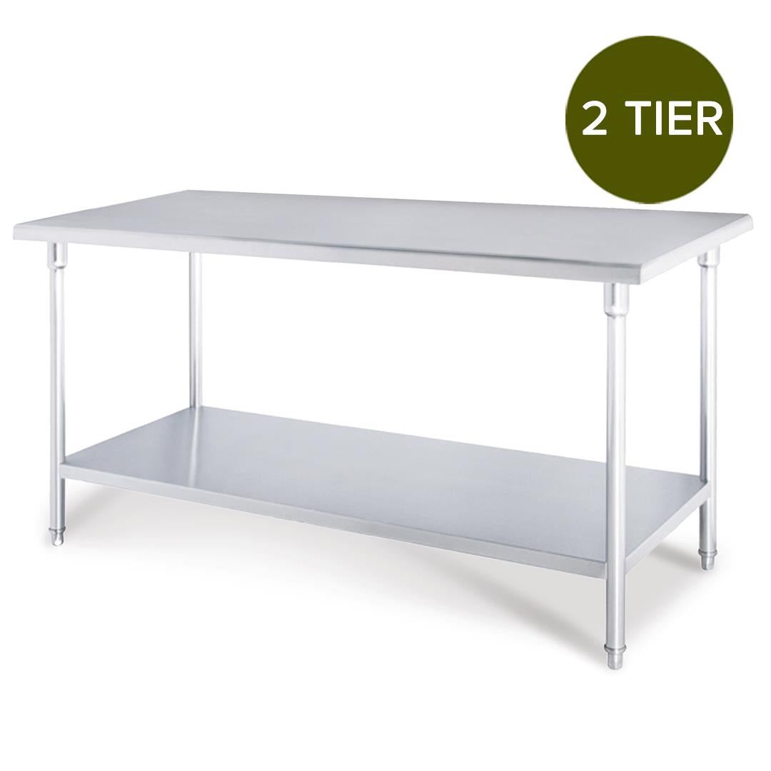 Premium 2-Tier Commercial Catering Kitchen Stainless Steel Prep Work Bench Table 80*70*85cm - image8