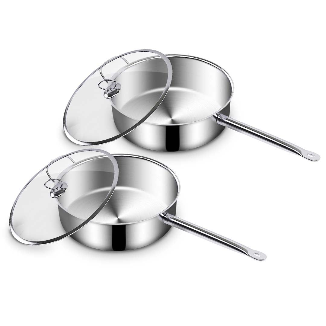 Premium 2X 28cm Stainless Steel Saucepan Sauce pan with Glass Lid and Helper Handle Triple Ply Base Cookware - image8