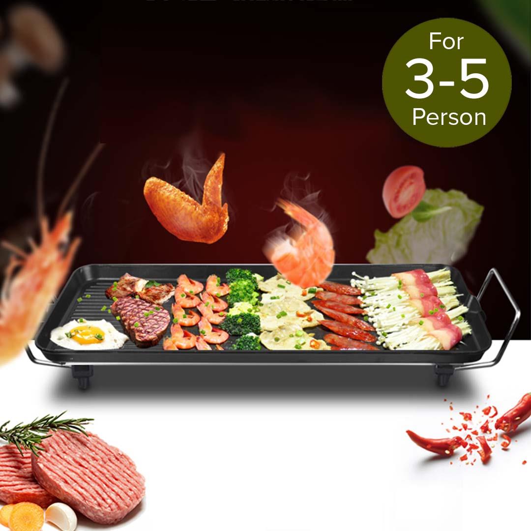 Premium 48cm Electric BBQ Grill Teppanyaki Tough Non-stick Surface Hot Plate Kitchen 3-5 Person - image10