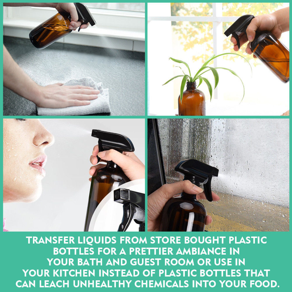 4x 500ml Clear Glass Spray Bottles Trigger Water Sprayer Aromatherapy Dispenser - image8