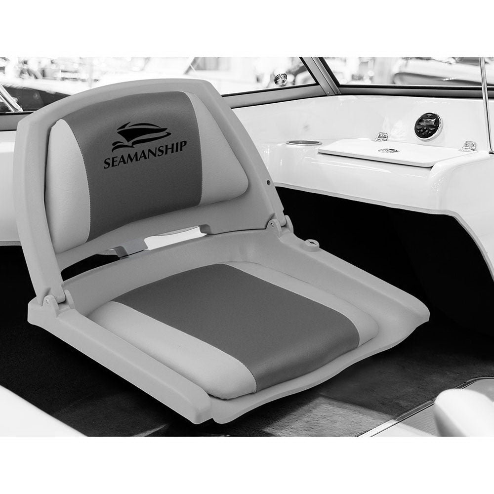 Set of 2 Folding Swivel Boat Seats - Grey & Charcoal - image3