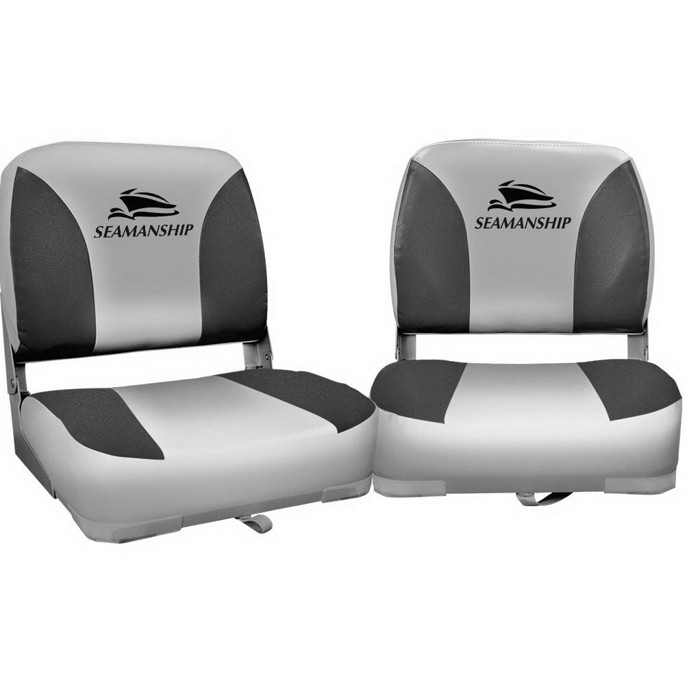 Set of 2 Folding Swivel Boat Seats - Grey - image1