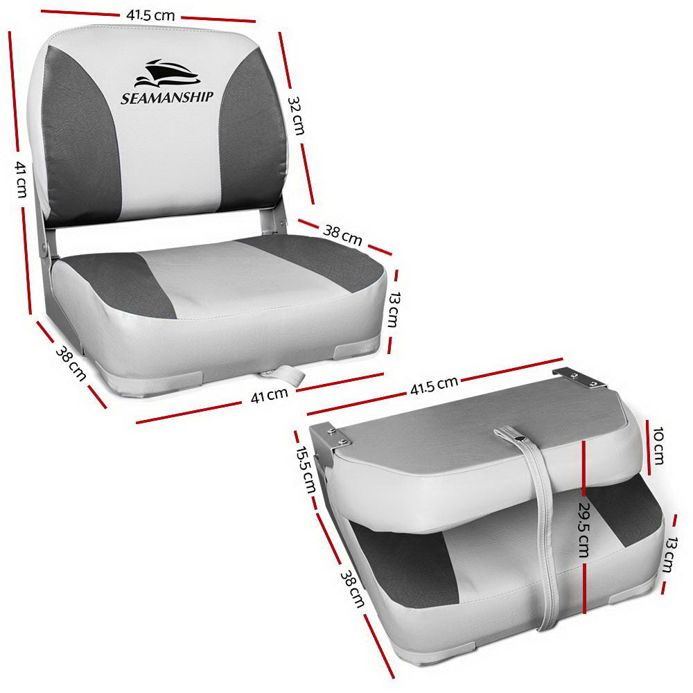 Set of 2 Folding Swivel Boat Seats - Grey - image2