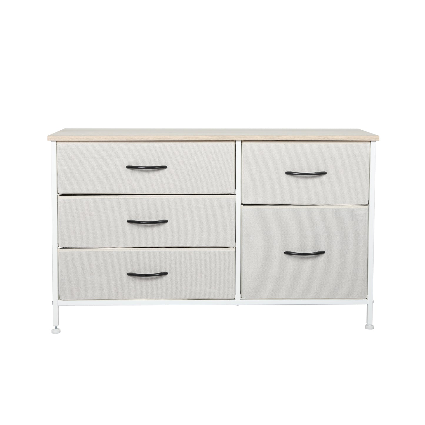 Levede Storage Cabinet Tower Chest of Drawers Dresser Tallboy 5 Drawer Beige - image2