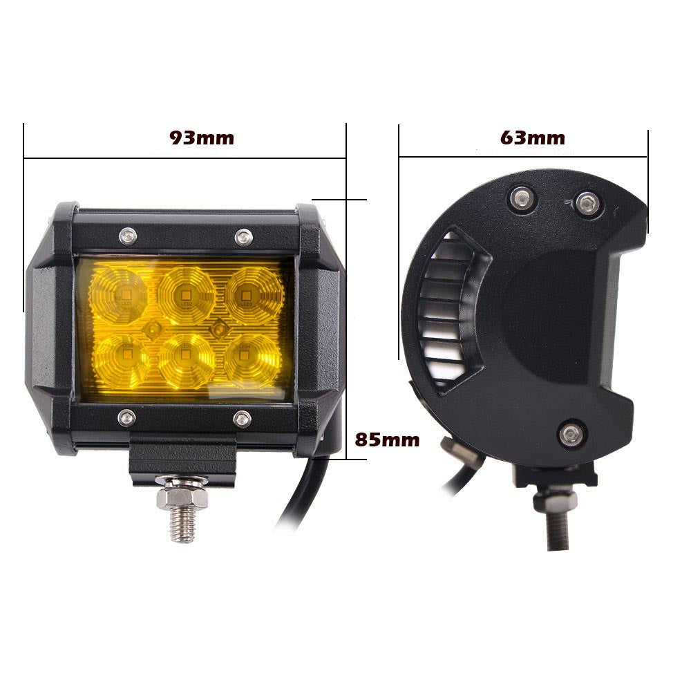 2x 4inch Flood LED Light Bar Offroad Boat Work Driving Fog Lamp Truck Yellow - image3