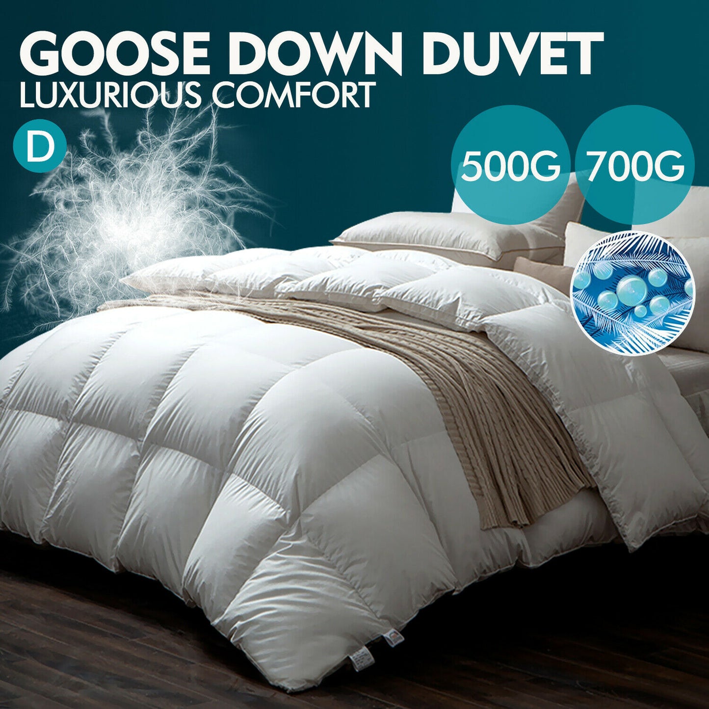 DreamZ 700GSM All Season Goose Down Feather Filling Duvet in Double Size - image2