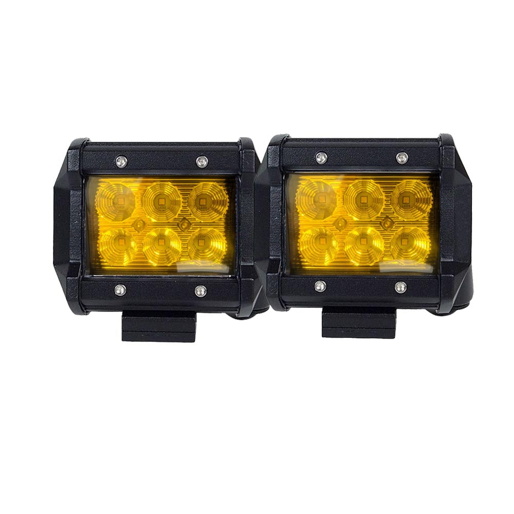 2x 4inch Flood LED Light Bar Offroad Boat Work Driving Fog Lamp Truck Yellow - image1