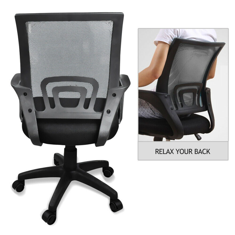 2 x Ergonomic Mesh Computer Home Office Desk Midback Task Black Adjustable Chair - image4