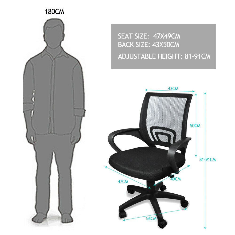 2 x Ergonomic Mesh Computer Home Office Desk Midback Task Black Adjustable Chair - image5