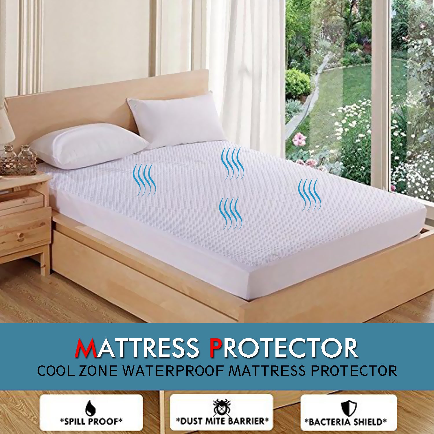 Mattress Protector Topper Polyester Cool Cover Waterproof Super King - image5
