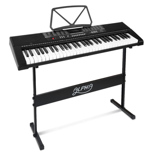Alpha 61 Keys Electronic Piano Keyboard LED Electric w/Holder Music Stand USB Port - image1