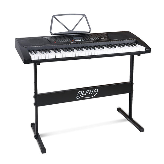 Alpha 61 Key Lighted Electronic Piano Keyboard LCD Electric w/ Holder Music Stand - image1