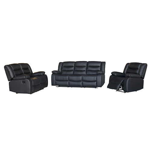 3+2+1 Seater Recliner Sofa In Faux Leather Lounge Couch in Black - image1