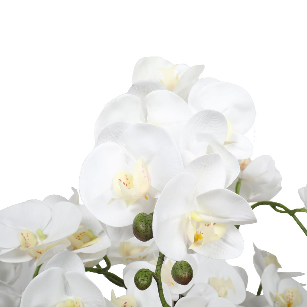 Large Multi-Stem White Potted Faux Orchid 65cm - image2