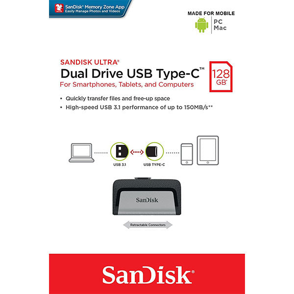 SANDISK ULTRA 128GB SDDDC2-128G Dual USB Drive Type-C 3.1 - image3