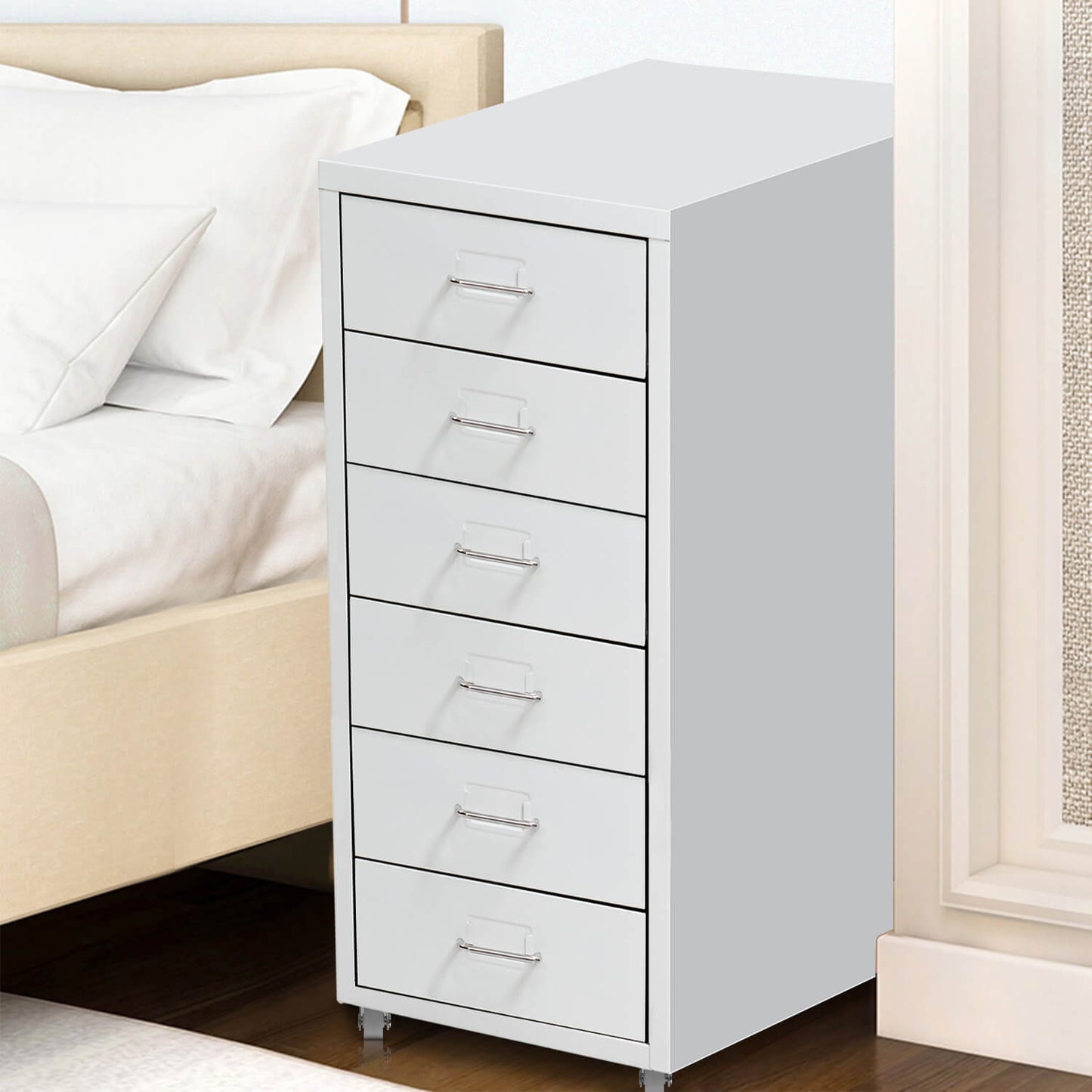 6 Tiers Steel Orgainer Metal File Cabinet With Drawers Office Furniture White - image2