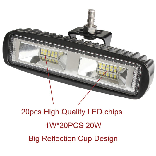 Pair 6inch 20w LED Work Driving Light Bar Ultra Flood Beam Lamp Reverse Offroad - image1