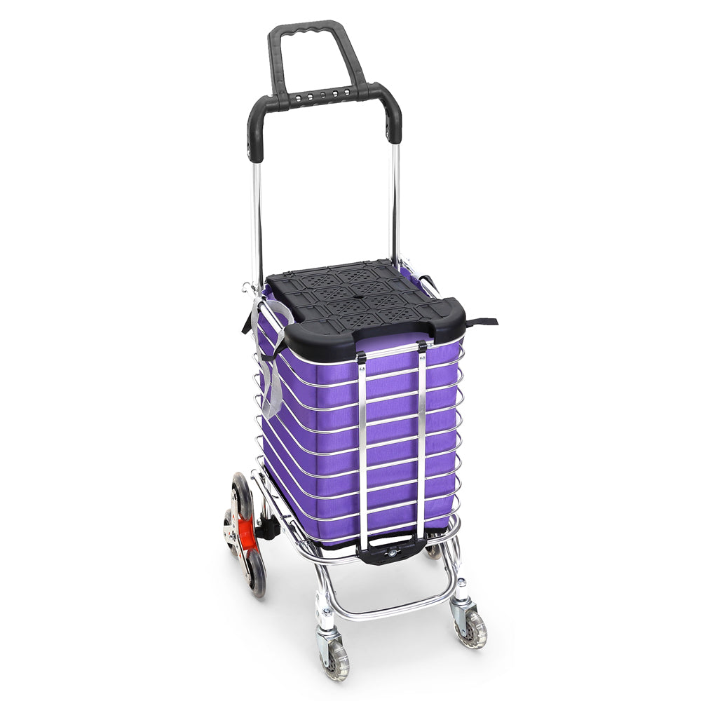 Foldable Shopping Cart Trolley Stainless Steel Basket Luggage Grocery Portable - image13