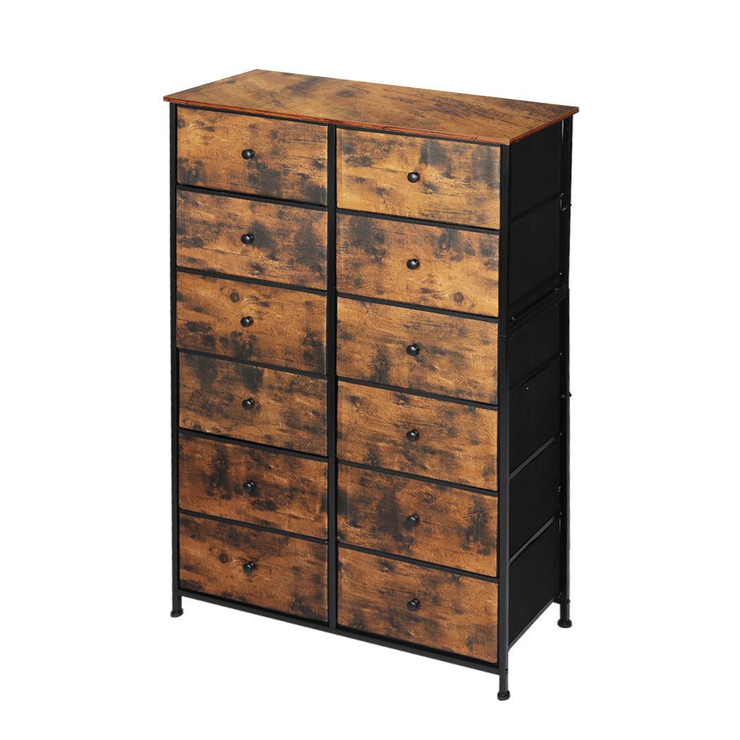 Levede Storage Cabinet Tower Chest of Drawers Dresser Tallboy Drawer Retro Brown - image1