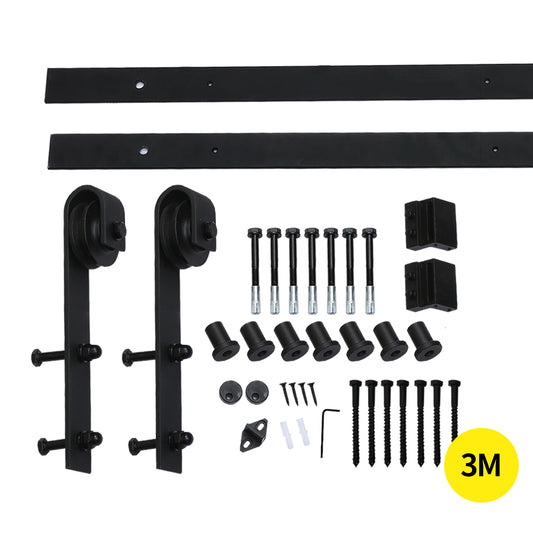 3M Antique Classic Style Double Sliding Barn Door Hardware Track Roller Kit - image1