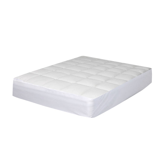 Mattress Protector Luxury Topper Bamboo Quilted Underlay Pad Single - image1