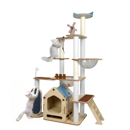 PaWz Cat Tree Scratching Post Scratcher Cats Tower Wood Condo Toys House 168cm - image1