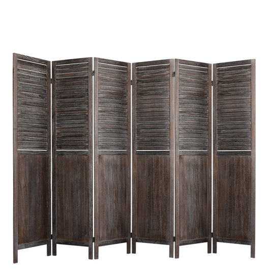 6 Panel Room Divider Folding Screen Privacy Dividers Stand Wood Brown - image1