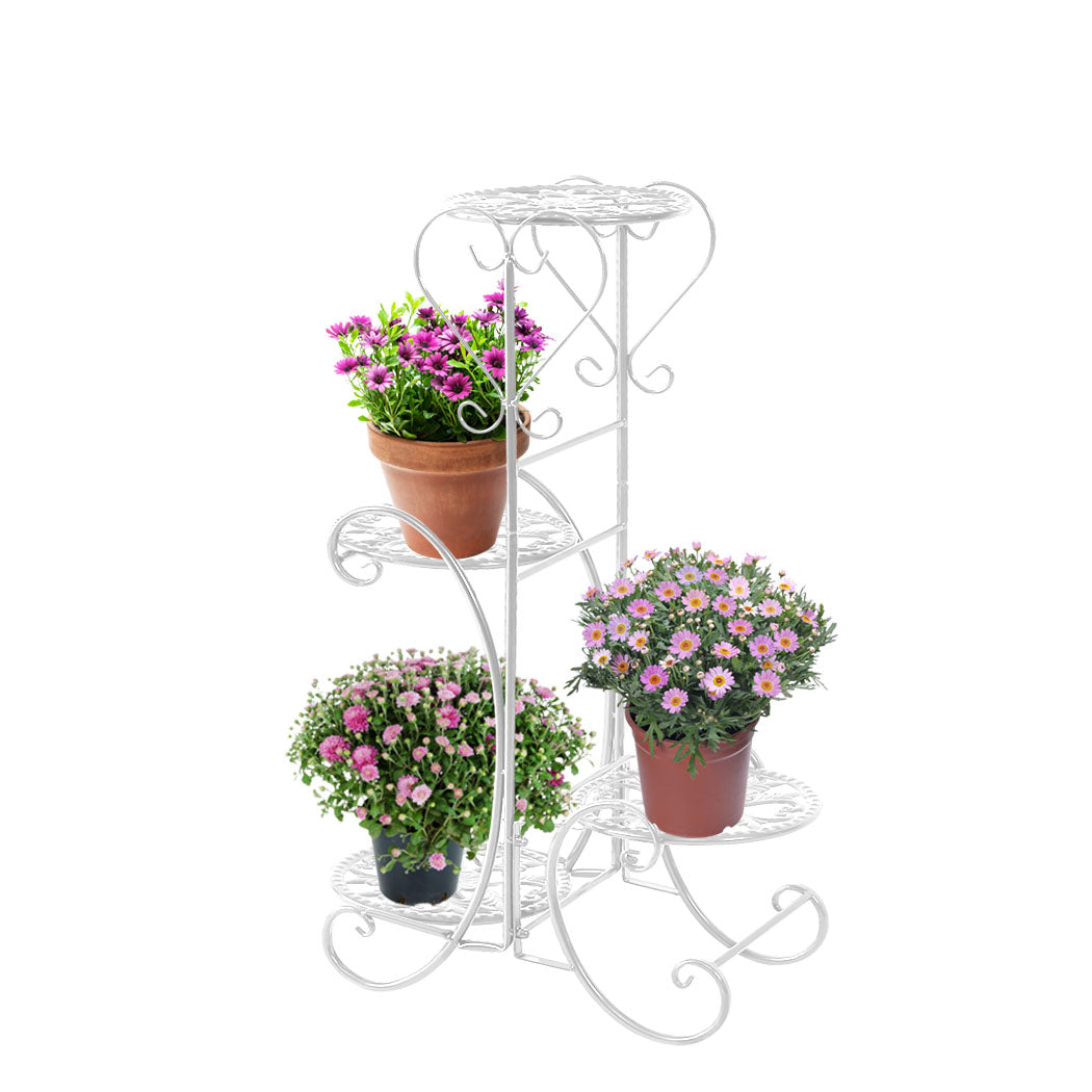 Plant Stand Outdoor Indoor Metal Flower Pots Rack Corner Planter Shelf - image1