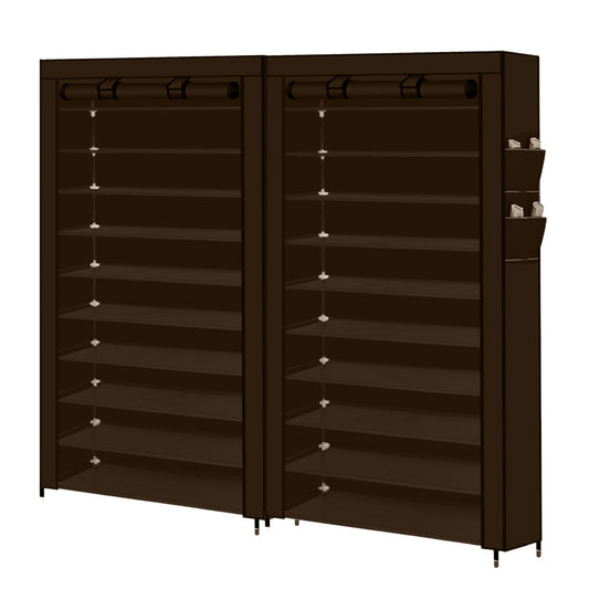 2XShoe Rack Storage Cabinet Cube DIY Organiser 10 Tier Organizer Brown - image1