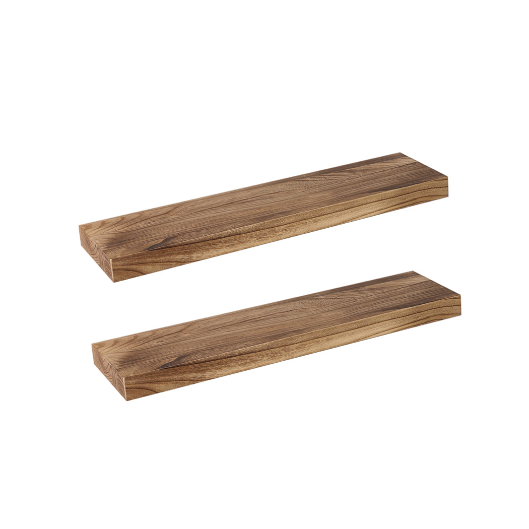 Levede 2 Pcs Floating Shelves Wall Mounted Storage Solid Wood Display Shelf - image2