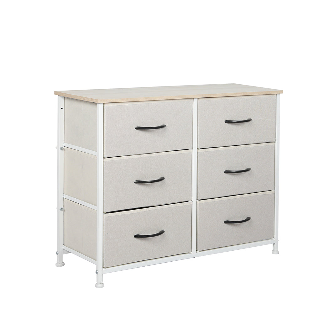 Levede Storage Cabinet Tower Chest of Drawers Dresser Tallboy 5 Drawer Beige - image1