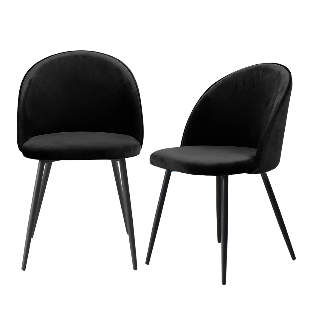 Levede 2x Dining Chairs Kitchen Cafe Lounge Chair Sofa Upholstered Velvet Black - image1