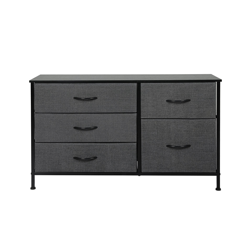 Levede Storage Cabinet Tower Chest of Drawers Dresser Tallboy 5 Drawer Grey - image2